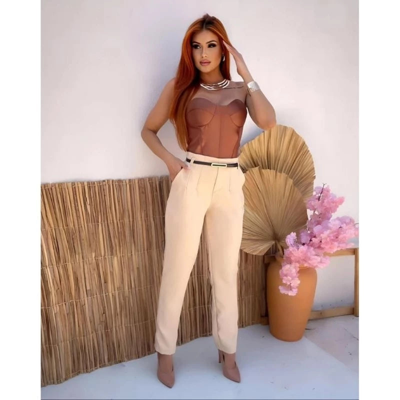 CALÇA FEMININA ALFAIATARIA ACOMPANHA CINTO