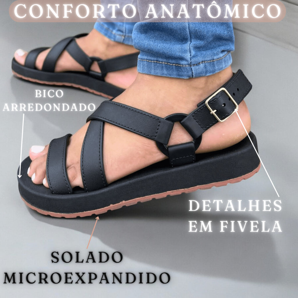Sandália Flat Confort Caramelo – A Queridinha do Verão 2025/2026