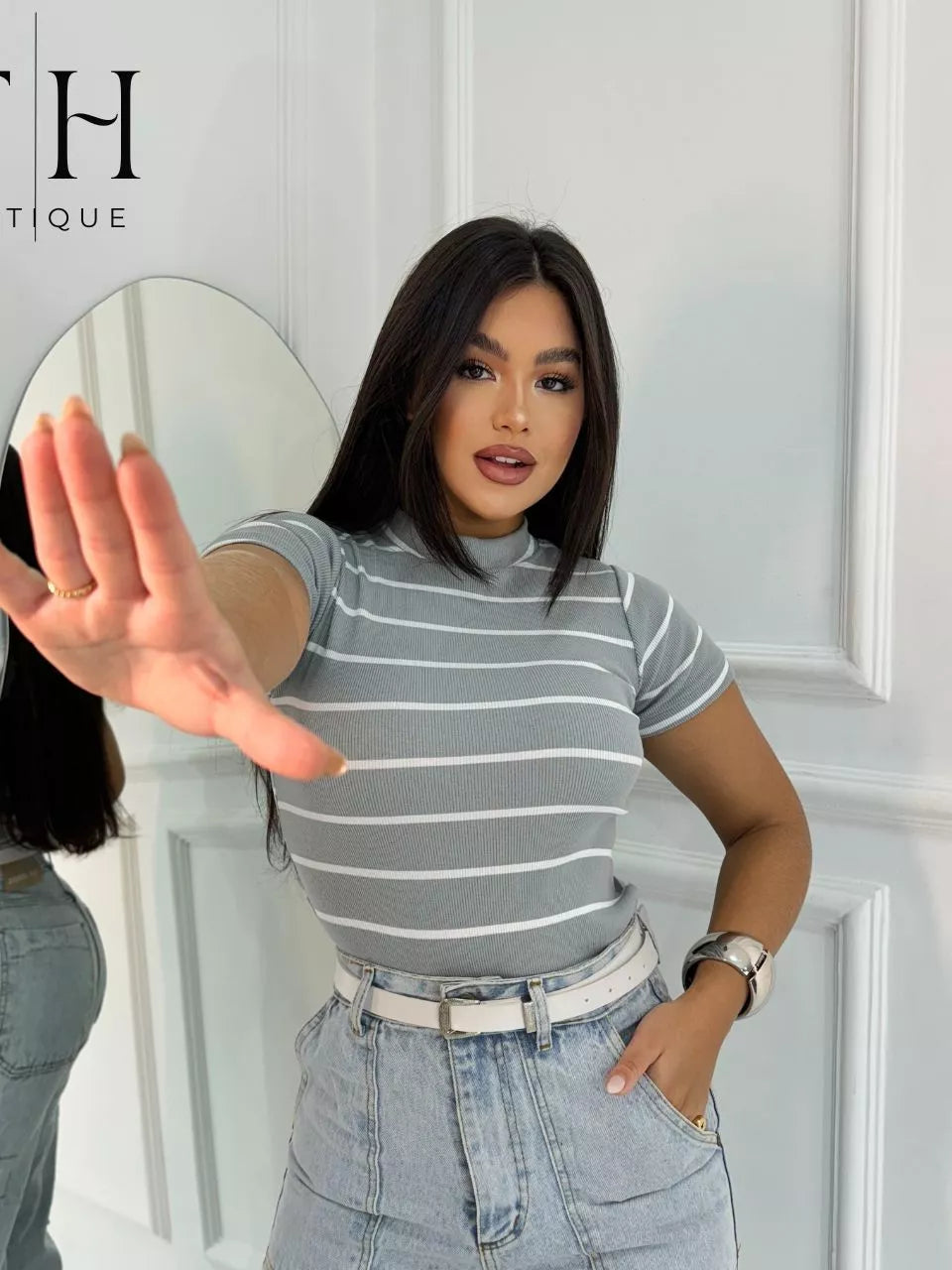 BLUSA LISTRADA CANELADO PREMIUM