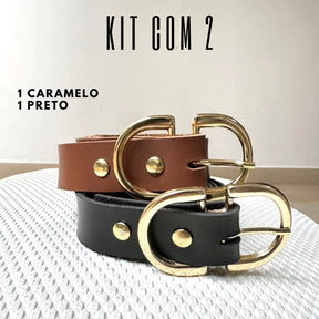 Kit 2 Cinto Feminino da Moda Blogueira Fivela Invertida