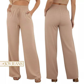 Calça Pantalona Feminina Com Bolso Cintura Alta