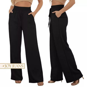 Calça Pantalona Feminina Com Bolso Cintura Alta