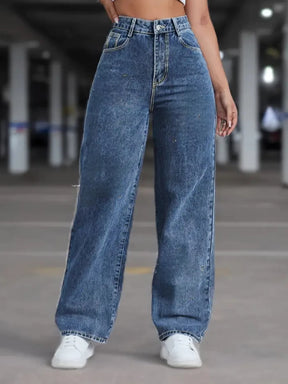 Calça Jeans Feminina Wide Leg Cintura Alta